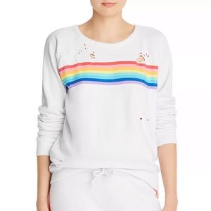 NWT Chaser Distressed Rainbow Pullover